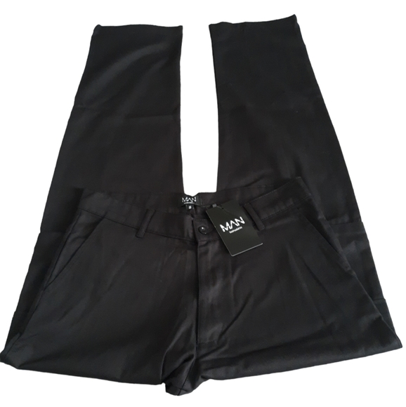 NWT Boohoo Man Small Black Cargo Pocket Pants - Picture 1 of 14